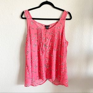 Torrid Pink Bird Print Crossback Sheer Tank